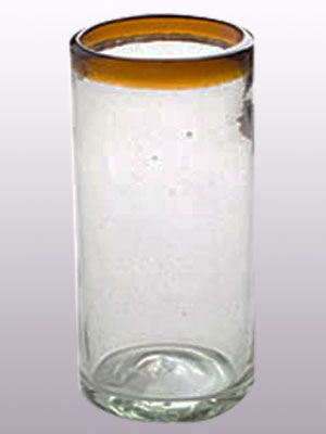 MEXICAN GLASSWARE / Amber Rim 20 oz Tall Iced Tea Glasses (set of 6)